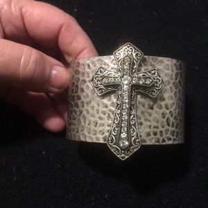 Cuff cross rhinestone bracelet